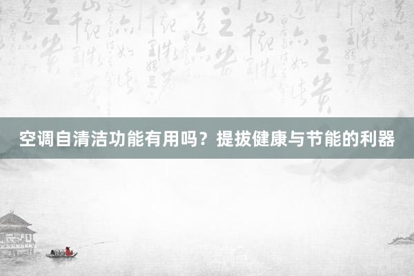 空调自清洁功能有用吗？提拔健康与节能的利器